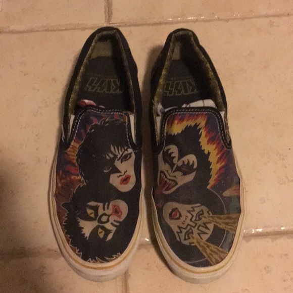 kiss vans slip ons